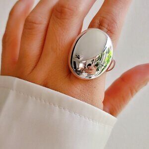 Large Bold Sterling Silver Dome Ring, Chunky Electroform Dome Ring, Sexy Ring,